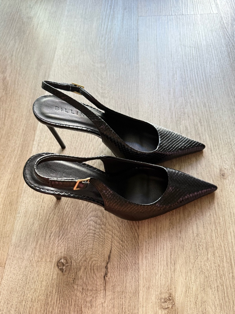 billini fotene black croc slingback pointed toe high heel pumps shoes size 6 NEW